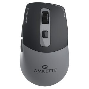 Amkette Epic S Rechargeable Wireless Mouse/Bluetooth Mouse |2 BT + 2.4GHz | Up to 3200 DPI Instant S201 Sensor | 500mAh Type-C Charging, 40H Battery | Silent Huano Switches |6 Buttons Compact Mouse